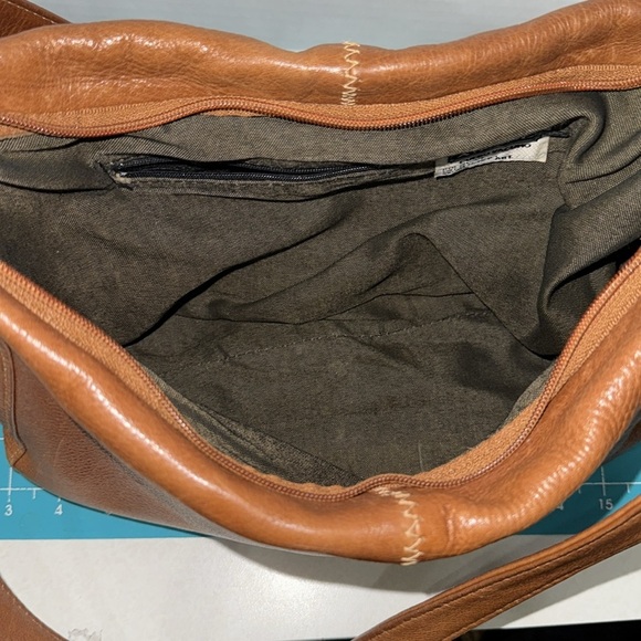 Air One Brown Vintage Pebbled Leather Medium Shoulder Bag Everyday Bag Purse - Picture 11 of 14